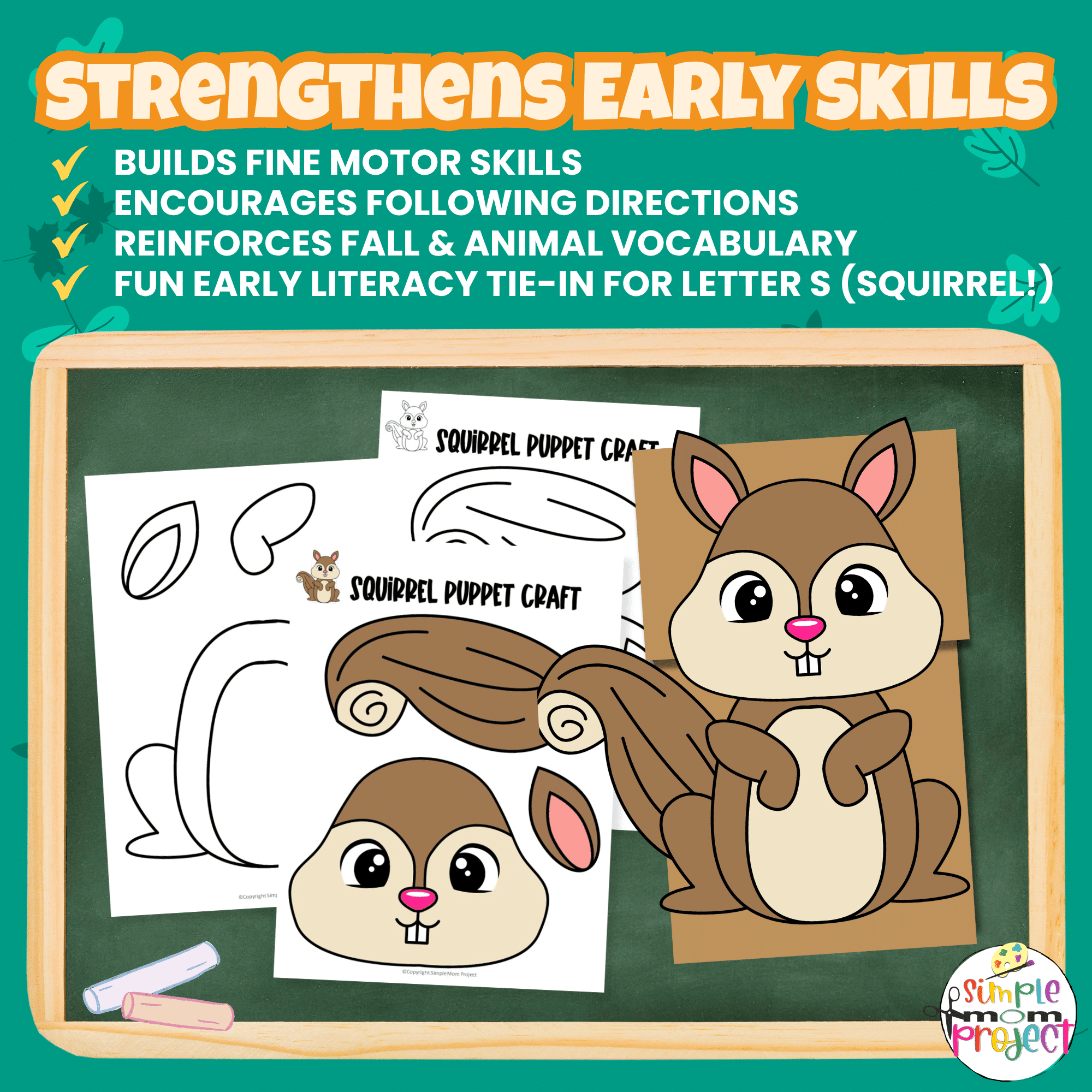Create your own Woodland Squirrel Puppet! Easy cut-and-paste printable for preschool and kindergarten. Great for forest animal lessons and pretend play. ?️ #KidsCrafts #WoodlandAnimals