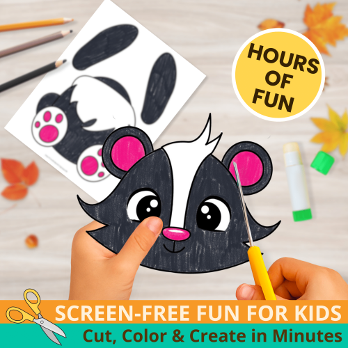 Add a cute forest friend to your lessons with this Skunk Paper Bag Puppet Template! A simple, no-prep printable for preschool and homeschool. ?✂️ #WoodlandCrafts #PrintablePuppet