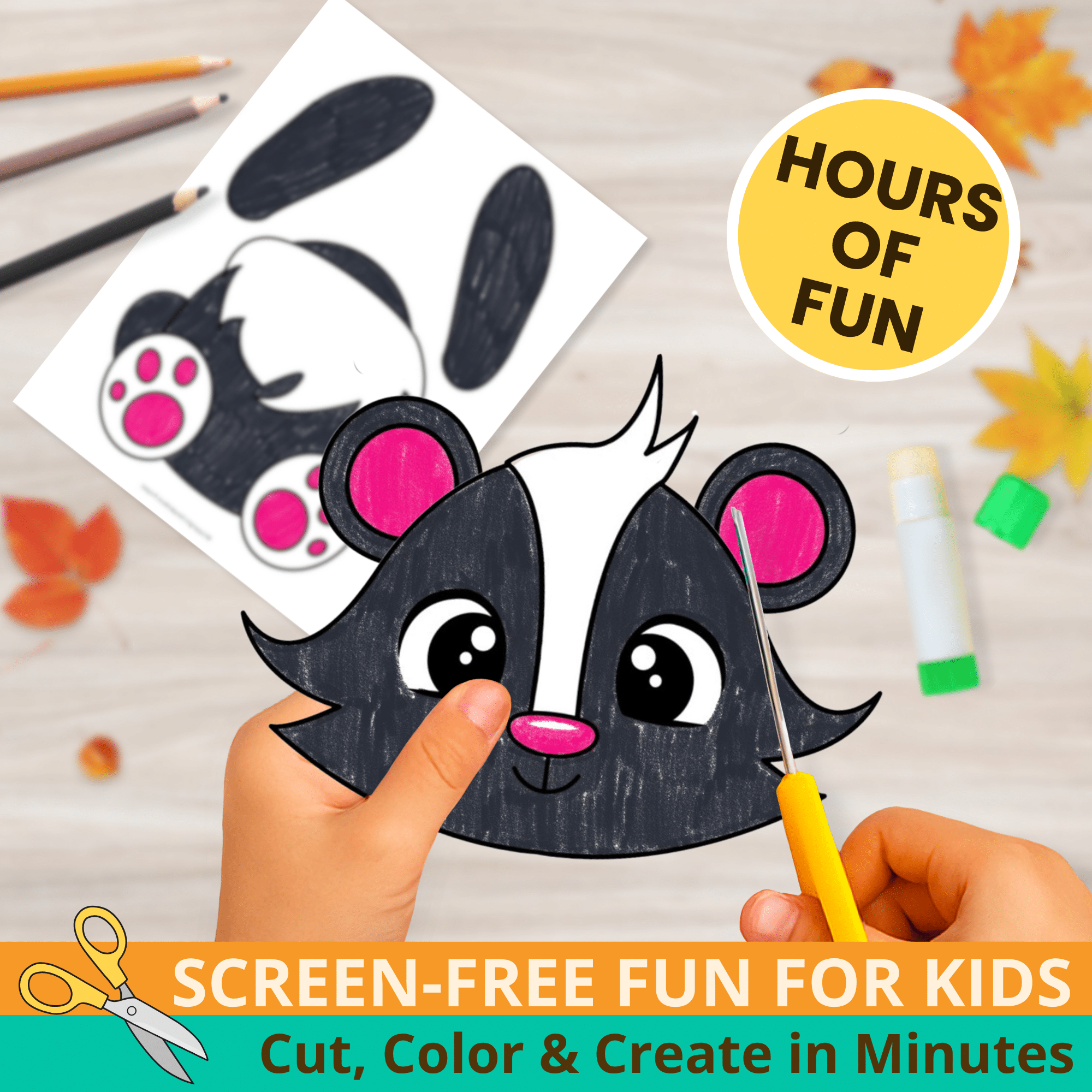 Add a cute forest friend to your lessons with this Skunk Paper Bag Puppet Template! A simple, no-prep printable for preschool and homeschool. ?✂️ #WoodlandCrafts #PrintablePuppet