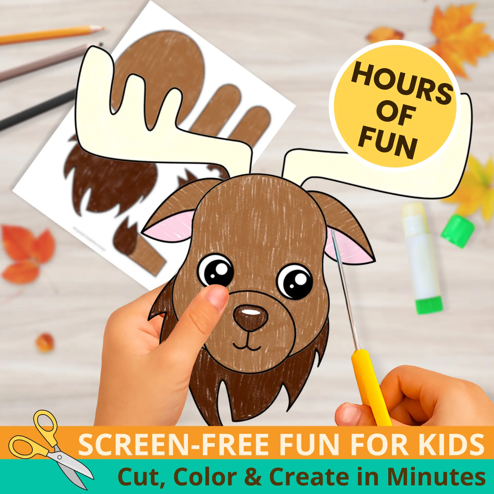 Teachers love this Moose Paper Bag Puppet Template for woodland and forest-themed lessons! Simple, creative, and fun for kids. ?✂️ #KidsCraft #WoodlandTheme