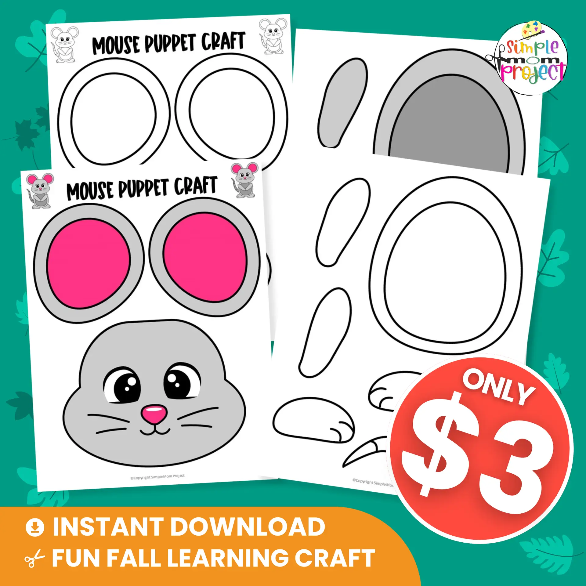 Add to your woodland collection with this Mouse Paper Bag Puppet Template! Great for storytelling, pretend play, and classroom crafts. ?? #KidsCrafts #PrintablePuppet