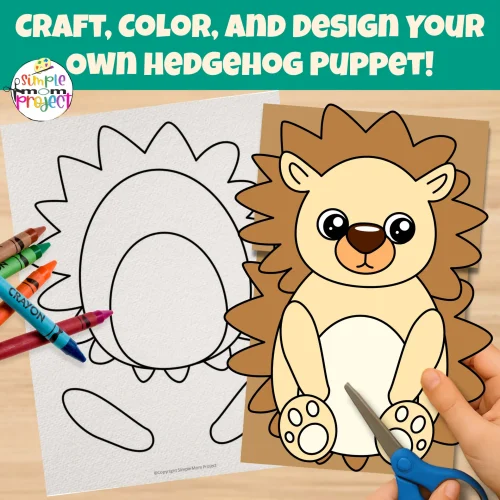 Fun Hedgehog Paper Bag Puppet Craft for preschoolers and early learners! Includes color and B&W templates — just print, cut, glue, and play! ?? #WoodlandCraft #KidsActivity