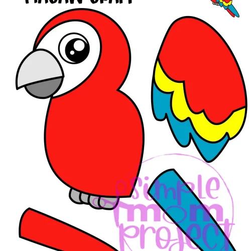 Printable Macaw Parrot Craft Template for Kids Preschool Toddler elementary nursing home