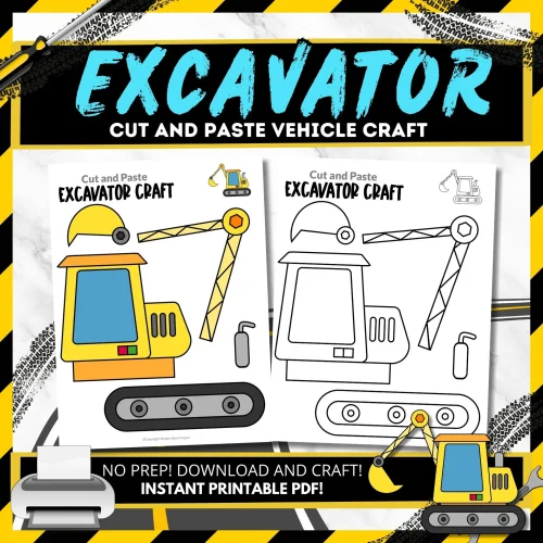 Explore endless fun with our printable excavator craft, perfect for stimulating creativity and imaginative play. This engaging activity involves coloring and crafting, allowing children to bring their own excavator to life. Enhance the construction excavator craft using recycled materials for added creativity, and pair it with stories about construction to enrich the experience. It's a great way to foster creativity, fine motor skills, and storytelling in one enjoyable package. Happy crafting!