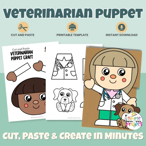 This Veterinarian Paper Bag Puppet Craft is a fun, hands-on community helper activity for preschool and kindergarten learners. Kids will love creating their own vet puppet while building fine motor skills and learning about animal care. Perfect for classrooms, homeschool, dramatic play, and print-and-go lessons.