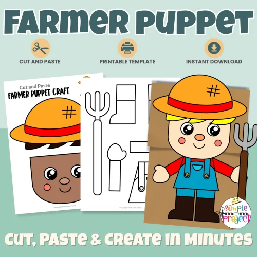 Create this adorable Farmer Paper Bag Puppet with your preschool or kindergarten students! Perfect for farm themes, community helper lessons, dramatic play, and fine motor skills. Includes color and B&W templates!