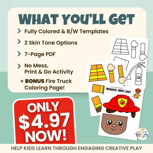 Make learning fun with this Firefighter Paper Bag Puppet Craft ?✂️ A simple print-and-go activity that supports scissor skills, creativity, and storytelling. Perfect for preschool, kindergarten, and community helper units.