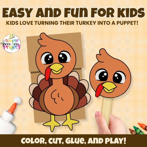Kids will love creating their own turkey paper bag puppet! Just print, cut, and glue for a fun hands-on activity that encourages creativity and storytelling. ? #PrintableCrafts #KidsActivities #PaperBagCraft