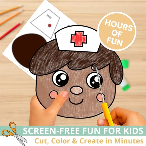 Teach kids about healthcare helpers with this printable Nurse Puppet Craft ?‍⚕️ Just print, cut, and glue to create a fun paper bag puppet for dramatic play and social-emotional learning. Classroom-friendly and easy to prep!