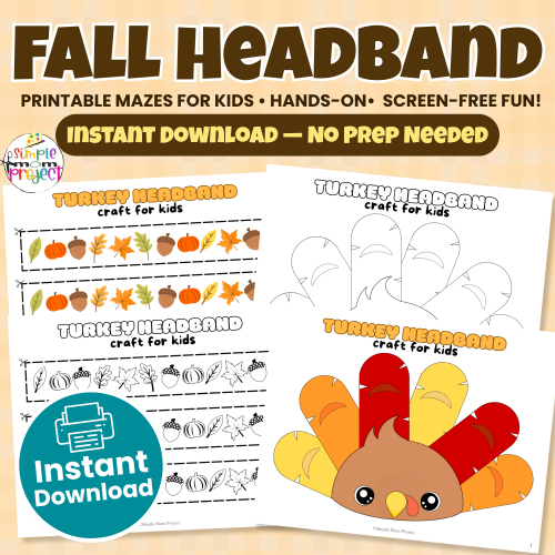 Create your own Turkey Headband Craft for Kids! This fun fall printable helps little ones cut, color, and glue while practicing fine-motor skills. ?