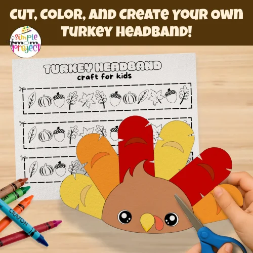 Fun and simple cut-and-paste craft for kids! Create a colorful turkey headband using this easy printable template. ?
