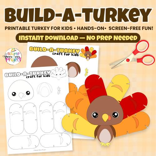 Make fall crafting simple and fun with this Build-a-Turkey printable PDF! A hands-on cut-and-paste activity that helps kids build fine motor skills and creativity. Perfect for preschool, kindergarten, or homeschool. ?