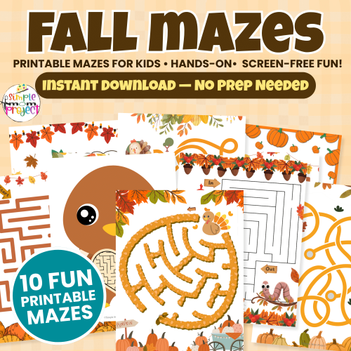 These easy fall mazes make the perfect screen-free activity! Great for preschool, kindergarten, and homeschool families who love printable fun. ?✨ #PrintableMazes #PreschoolPrintables #FallFunForKids