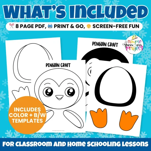 ? Kids will love creating this adorable Printable Penguin Puppet! A great winter craft for storytelling, dramatic play, and Arctic animal units.