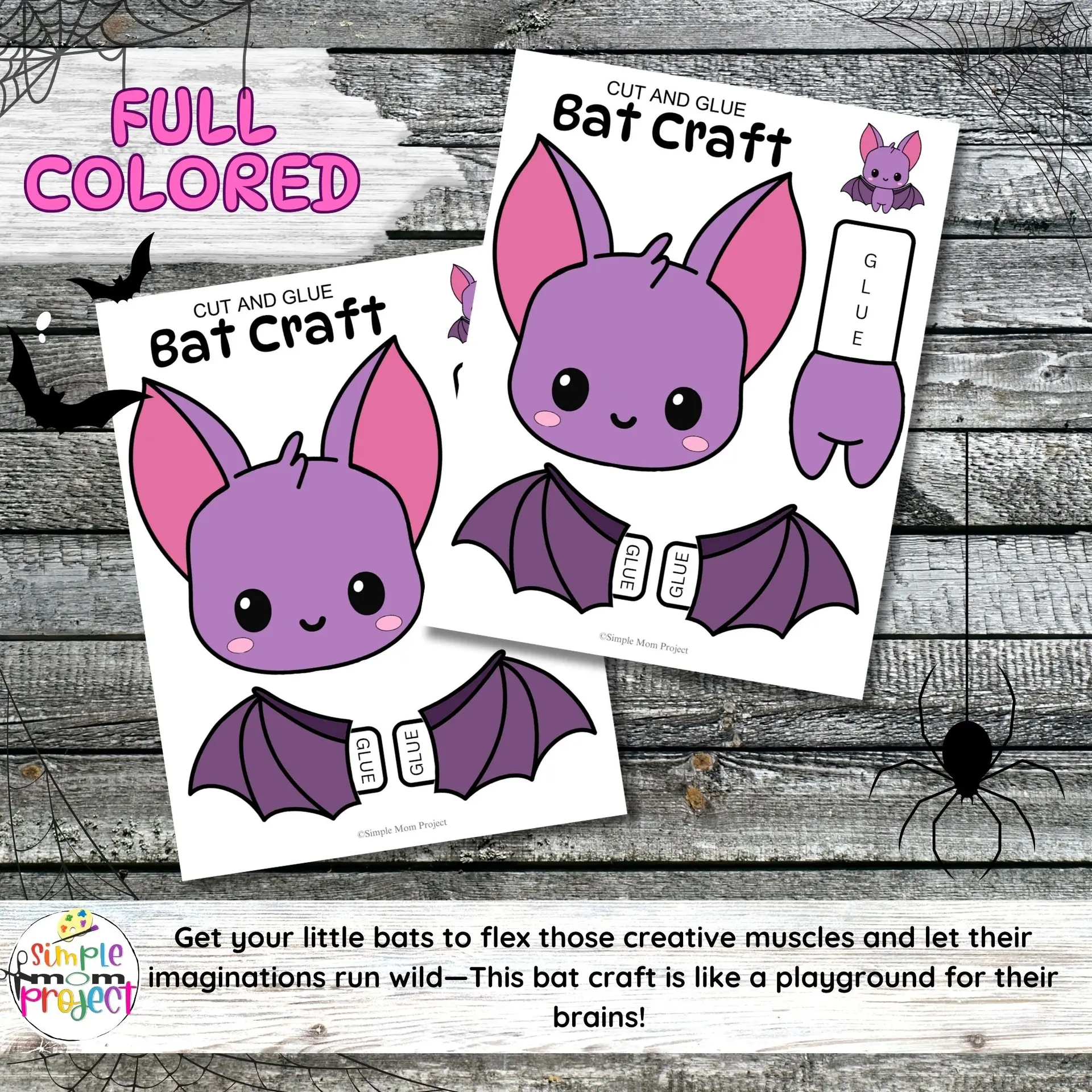 Bat Craft Templates – Printable Cut & Paste Activities & Coloring Page for Kids - Image 3
