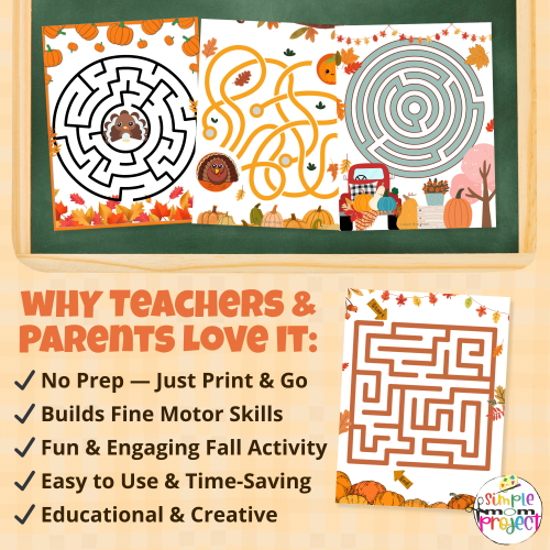 Encourage problem-solving and concentration with this 10-page Fall Maze Pack! Great for early learners, homeschool lessons, or classroom centers. ?? #PreschoolActivities #PrintablePack #FallLearning