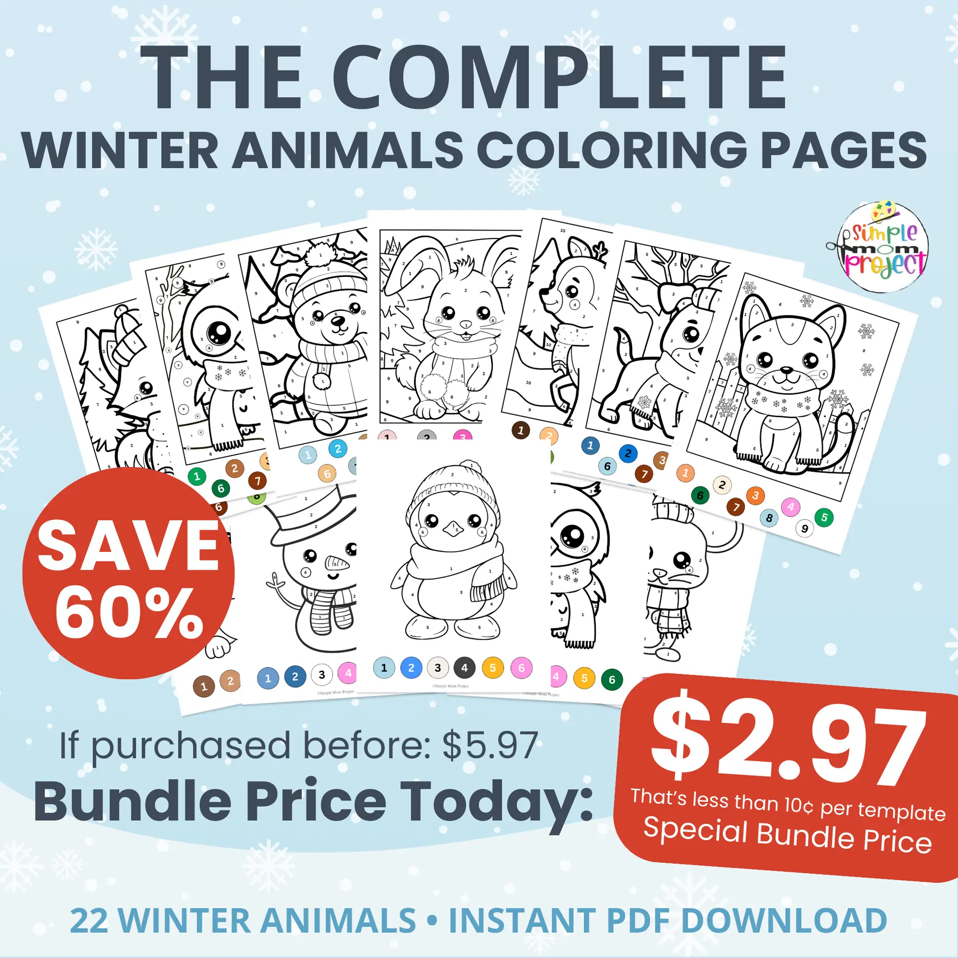 ?️ Practice number recognition with these winter animal color by number printables—easy, no-prep worksheets for busy teachers.