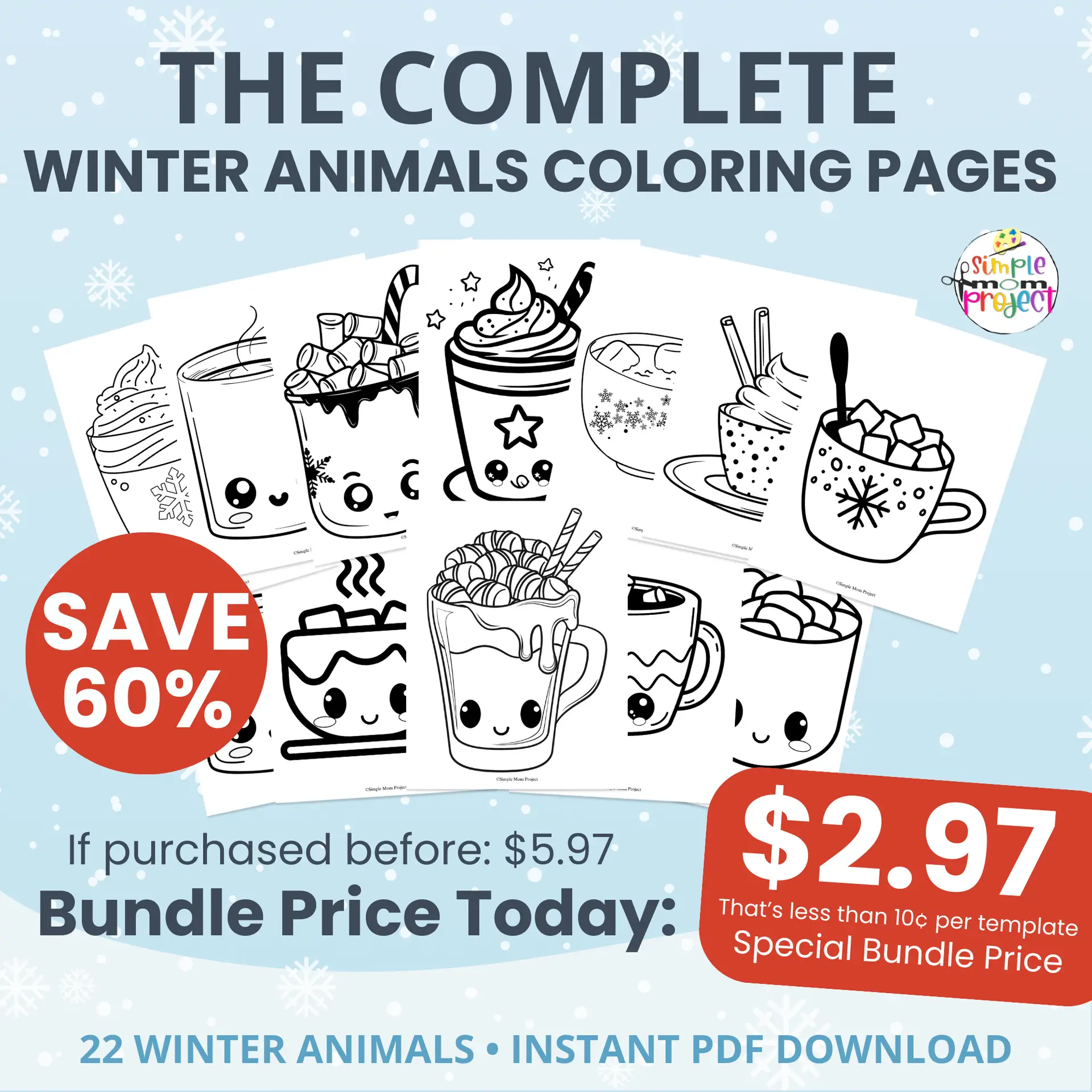 ?️ A fun winter activity for kids! Download 22 winter animal coloring pages—perfect for quiet time, morning tubs, and homeschool.