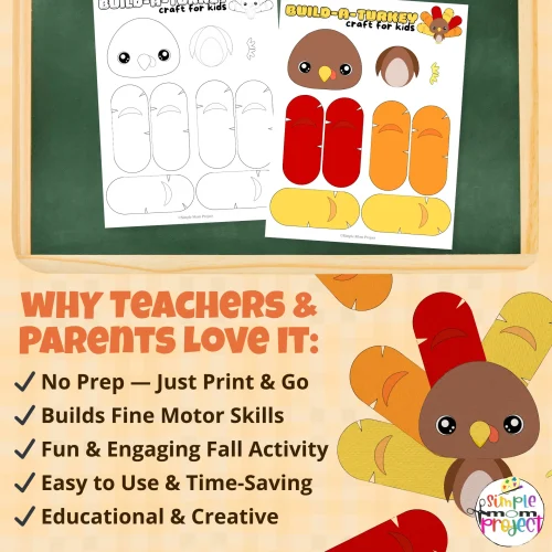 This printable turkey craft template is an adorable fall activity that keeps kids engaged while strengthening fine-motor coordination. Ideal for preschool and classroom art centers. ?