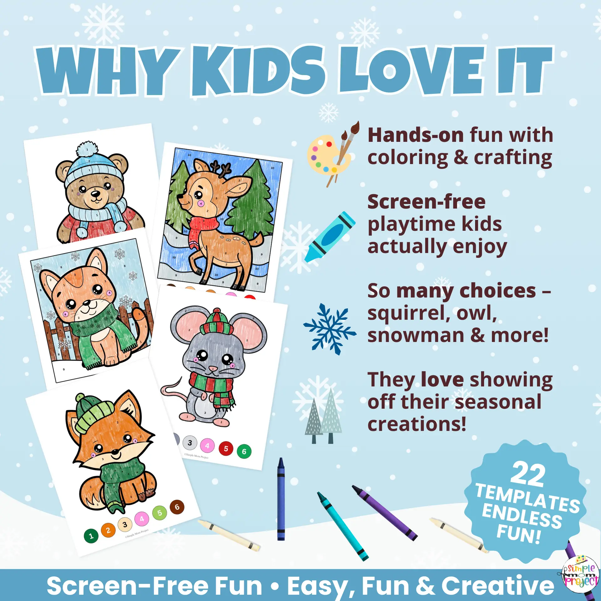 ? These winter animals color by number pages are perfect for quiet time, fine motor practice, and winter unit studies.