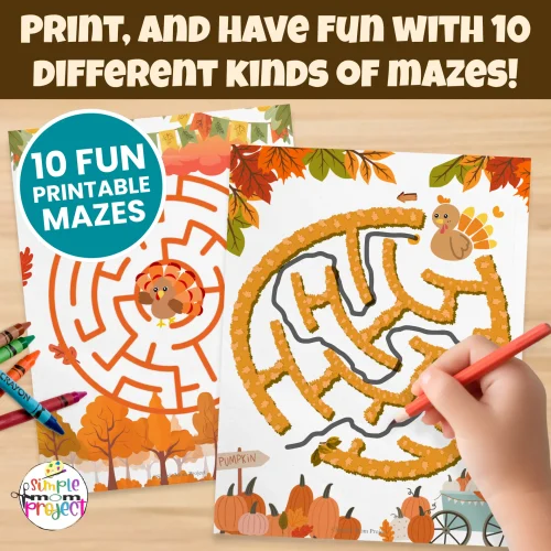 Keep kids learning with this Printable Fall Maze Pack! These 10 fun mazes help build fine-motor and problem-solving skills for preschool and kindergarten. ?✏️ #FallActivities #PrintableMazes #KidsLearning