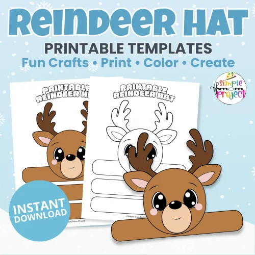 ? Make winter crafting fun with this Printable Reindeer Hat Craft! Includes full color + B&W versions. Perfect for preschool, kindergarten, and homeschool.