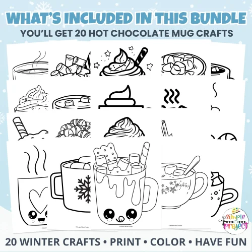 ?️ A cozy winter coloring activity! Download 20 hot chocolate mug pages — great for early finishers, art centers, and quiet time.