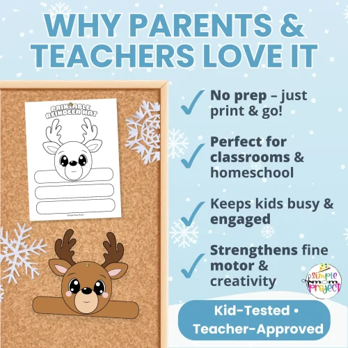 ? This Printable Reindeer Headband Craft is perfect for winter storytelling, photo ops, and hands-on fine motor practice. Just print, cut, and wear!