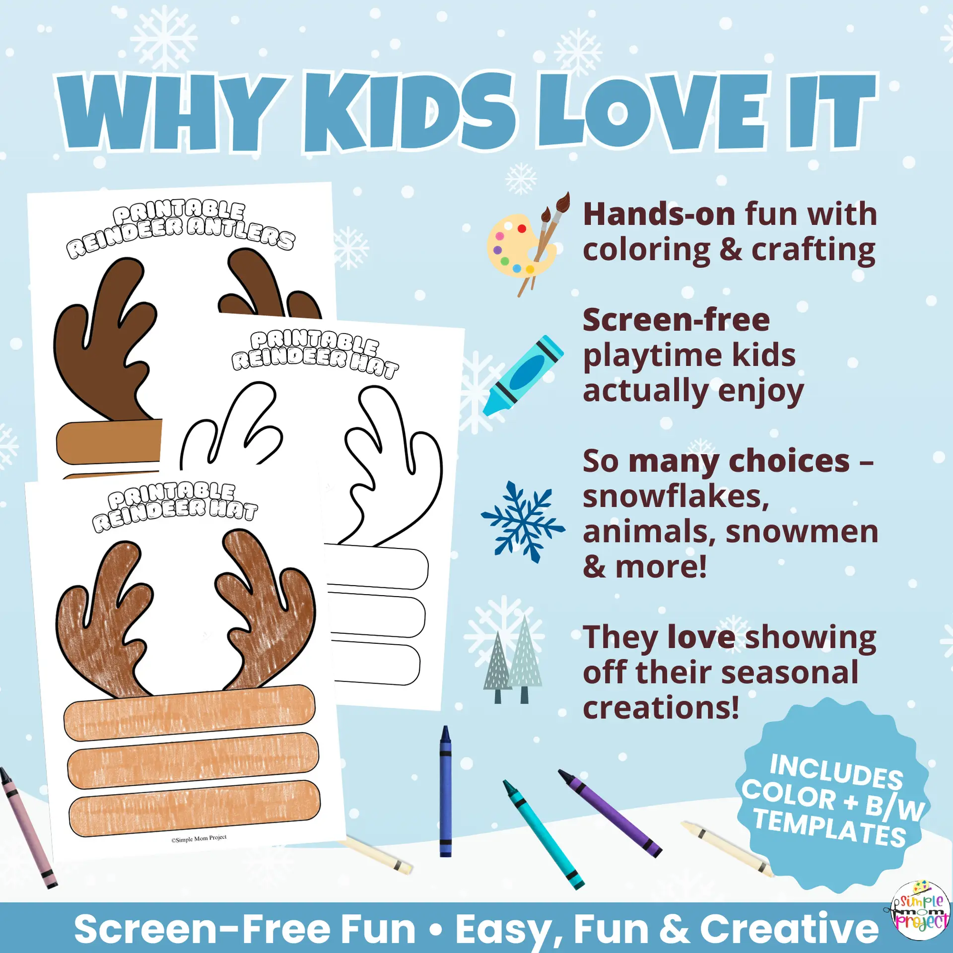 ? Make adorable antlers with this Printable Reindeer Hat Craft! Great for early learners practicing cutting and gluing skills.