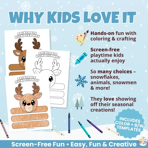 ? Create a cute reindeer look with this Wearable Headband Craft! Great for winter lessons, morning bins, and classroom activities.