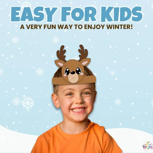 ? A fun winter activity kids love! This Reindeer Hat Printable includes full color + coloring pages for an engaging seasonal craft.
