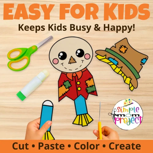 Keep kids busy with this adorable fall craft! Print, cut, and glue your own scarecrow friend. Great for classrooms, homeschool, or family fun. Includes 12 pages + bonus coloring sheets! ?✂️?