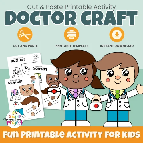 This doctor cut & paste community helper craft is a fun, hands-on activity for preschool and kindergarten learners. Kids practice cutting, gluing, and fine motor skills while learning about doctors. Includes FREE bonus tracing, labeling, and coloring pages. Perfect for classrooms or homeschool.