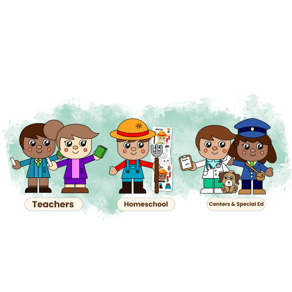 Community helper activities designed for preschool classrooms, homeschool families, learning centers, and special education settings.
