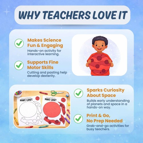 Planet Mars printable activity classroom science craft and worksheets
