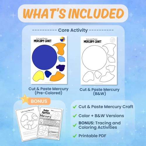 Fun Mercury craft printable for kids ? Includes worksheets, coloring pages, and hands-on science activities perfect for solar system units.