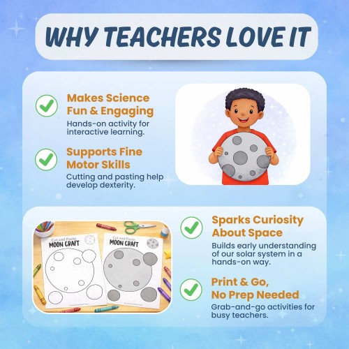 Moon printable activity classroom science craft and worksheets for kids