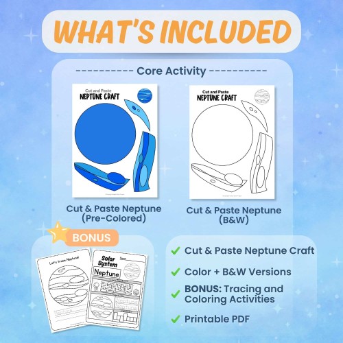 Printable Neptune craft worksheets coloring pages science activity bundle preview