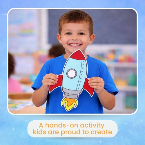 Cut and paste rocket ship craft printable template space activity