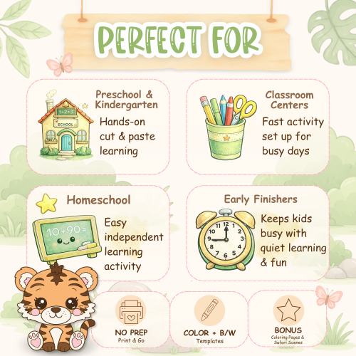 Tiger cut and paste worksheet for kids